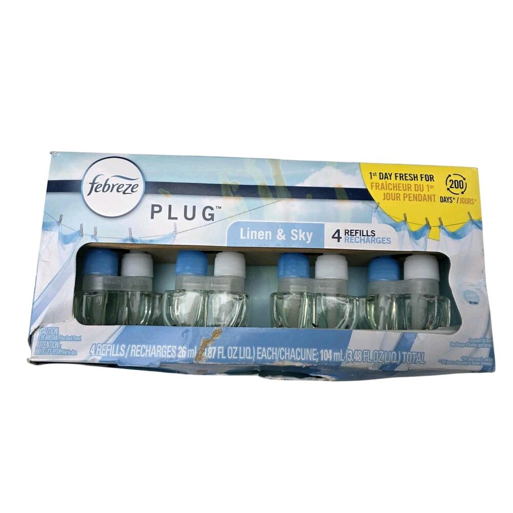 Febreze Plug Air Freshener Linen & Sky (4 Refills Total)